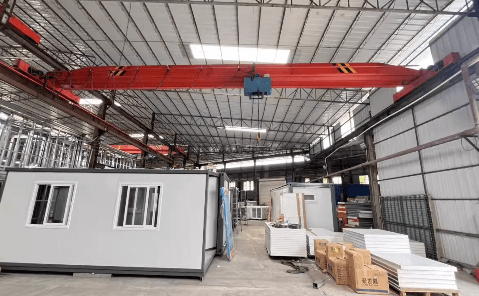 Factory floor — assembled unit with windows installed