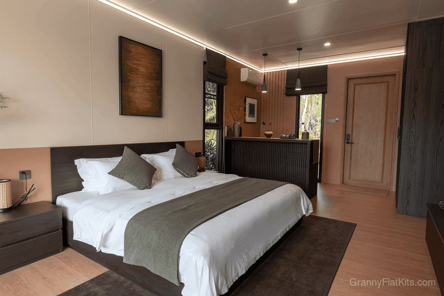 Luxury modular home kitchen and living detail